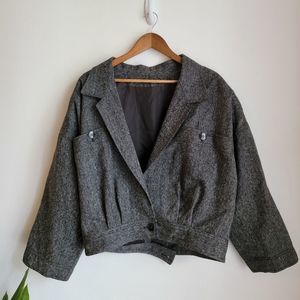 Vtg wool bomber jacket grey
